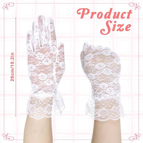 White Lace Gloves,Tea Party Gloves Short Lace Glove for Wedding,Tea Party,Opera,Halloween Costume in Kuwait