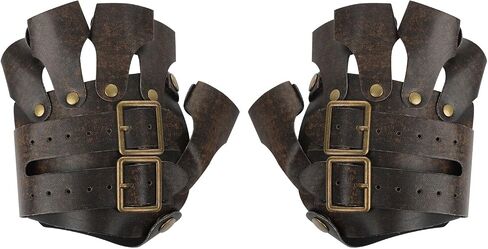 Starsouce PU Leather Fingerless Punk Gloves for Men Women Adjustable Steampunk Gothic Half Finger Gloves for Cosplay Costume in Kuwait