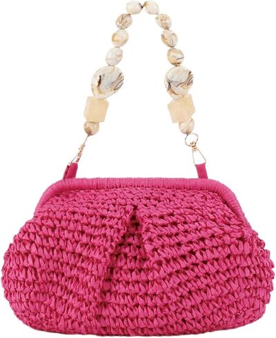 Handwoven Straw Clutch Bag for Women Summer Vacation Evening Handbag Boho Resort Raffia Crochet Clutch Purse in Kuwait