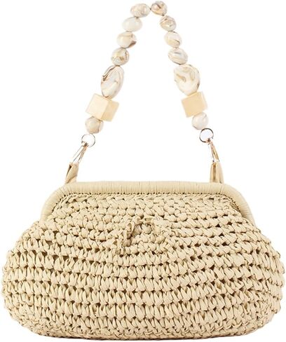 Handwoven Straw Clutch Bag for Women Summer Vacation Evening Handbag Boho Resort Raffia Crochet Clutch Purse in Kuwait