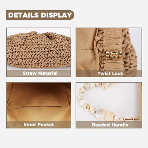 Handwoven Straw Clutch Bag for Women Summer Vacation Evening Handbag Boho Resort Raffia Crochet Clutch Purse in Kuwait