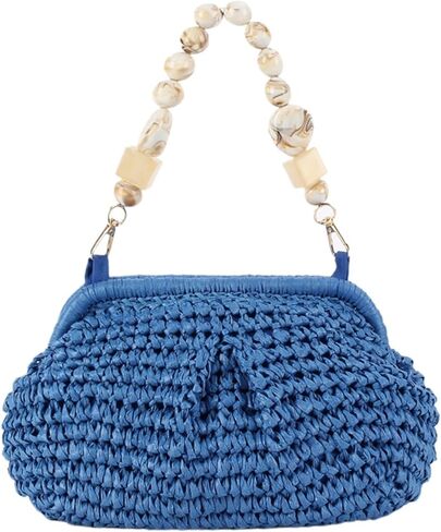 Handwoven Straw Clutch Bag for Women Summer Vacation Evening Handbag Boho Resort Raffia Crochet Clutch Purse in Kuwait