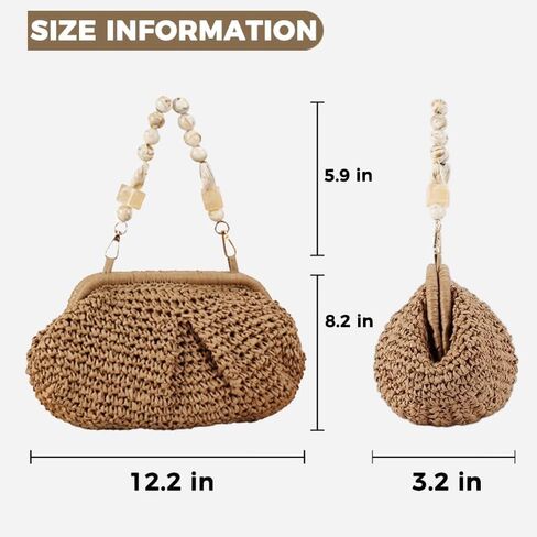 Handwoven Straw Clutch Bag for Women Summer Vacation Evening Handbag Boho Resort Raffia Crochet Clutch Purse in Kuwait