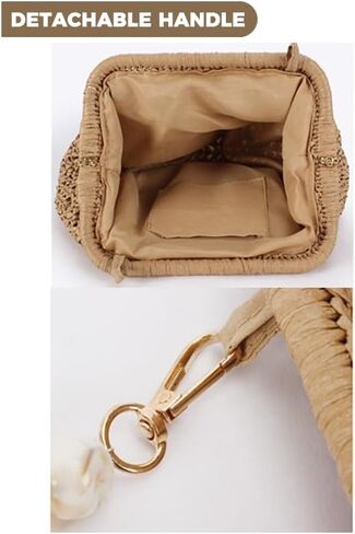 Handwoven Straw Clutch Bag for Women Summer Vacation Evening Handbag Boho Resort Raffia Crochet Clutch Purse in Kuwait
