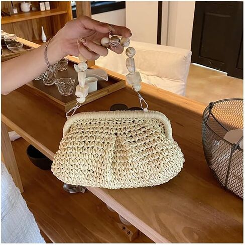 Handwoven Straw Clutch Bag for Women Summer Vacation Evening Handbag Boho Resort Raffia Crochet Clutch Purse in Kuwait