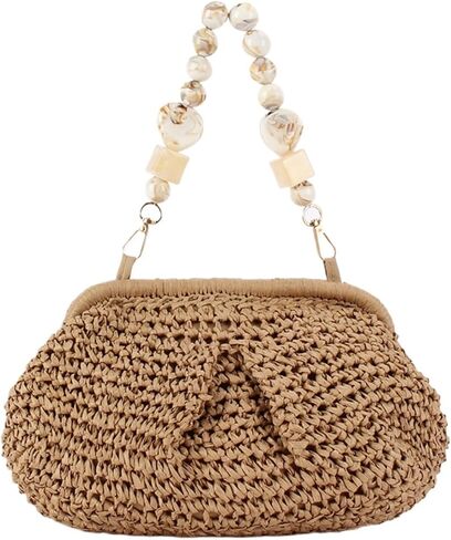 Handwoven Straw Clutch Bag for Women Summer Vacation Evening Handbag Boho Resort Raffia Crochet Clutch Purse in Kuwait
