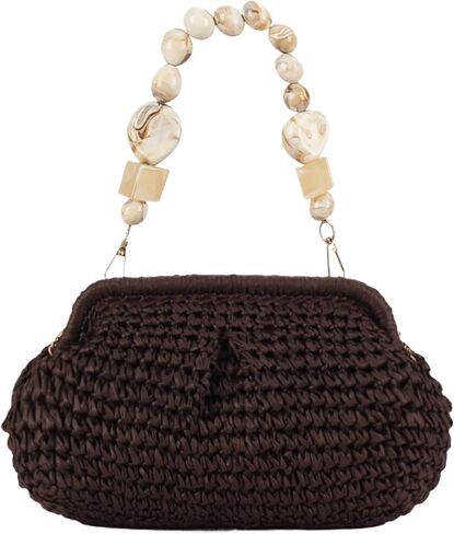 Handwoven Straw Clutch Bag for Women Summer Vacation Evening Handbag Boho Resort Raffia Crochet Clutch Purse in Kuwait