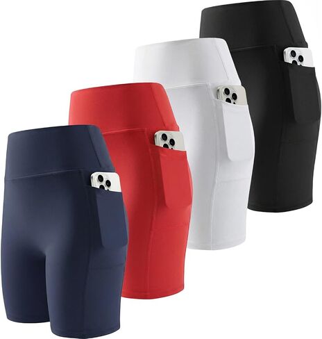 SPICE UNION 4 Pack Womens Biker Shorts with Pockets Athletic Yoga Shorts for Women Gym Workout Casual in Saudi Arabia