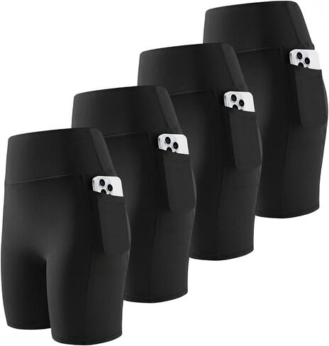 SPICE UNION 4 Pack Womens Biker Shorts with Pockets Athletic Yoga Shorts for Women Gym Workout Casual in Saudi Arabia