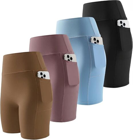 SPICE UNION 4 Pack Womens Biker Shorts with Pockets Athletic Yoga Shorts for Women Gym Workout Casual in Saudi Arabia
