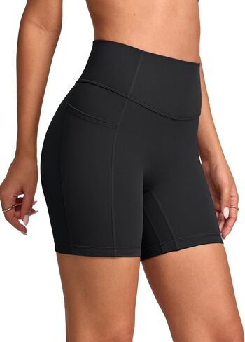 INGIA Women's High Waist No Front Seam Scrunch Butt Biker Shorts 6" with Side Pockets V-Back Workout Gym Shorts in Saudi Arabia