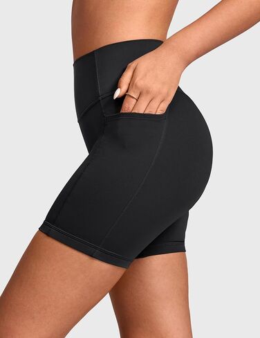 INGIA Women's High Waist No Front Seam Scrunch Butt Biker Shorts 6" with Side Pockets V-Back Workout Gym Shorts in Saudi Arabia
