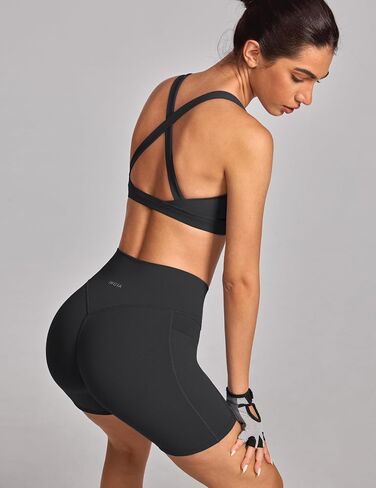 INGIA Women's High Waist No Front Seam Scrunch Butt Biker Shorts 6" with Side Pockets V-Back Workout Gym Shorts in Saudi Arabia