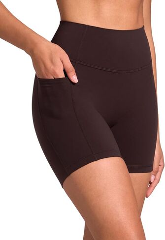 INGIA Women's High Waist No Front Seam Scrunch Butt Biker Shorts 6" with Side Pockets V-Back Workout Gym Shorts in Saudi Arabia