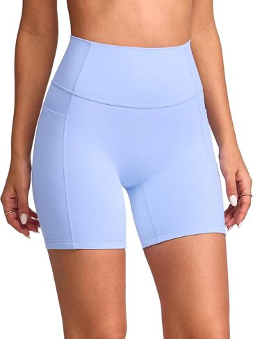 INGIA Women's High Waist No Front Seam Scrunch Butt Biker Shorts 6" with Side Pockets V-Back Workout Gym Shorts in Saudi Arabia