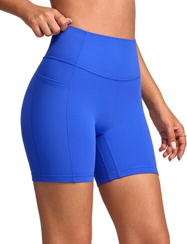 INGIA Women's High Waist No Front Seam Scrunch Butt Biker Shorts 6" with Side Pockets V-Back Workout Gym Shorts in Saudi Arabia
