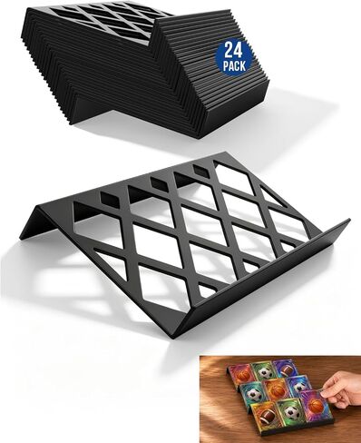 24 Pieces Trading Card Display Risers , Black Acrylic Card Show Display Stands, Modular Showcase Trays for Cardshow Vendor Showcase Sports Card and Board Games, Card Risers For Display Case, 72 Slot in Saudi Arabia
