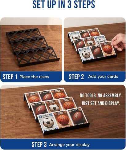 24 Pieces Trading Card Display Risers , Black Acrylic Card Show Display Stands, Modular Showcase Trays for Cardshow Vendor Showcase Sports Card and Board Games, Card Risers For Display Case, 72 Slot in Saudi Arabia