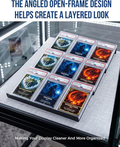 24 Pieces Trading Card Display Risers , Black Acrylic Card Show Display Stands, Modular Showcase Trays for Cardshow Vendor Showcase Sports Card and Board Games, Card Risers For Display Case, 72 Slot in Saudi Arabia