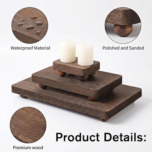 3 Pcs Wooden Risers for Display Wood Pedestal Stand Wood Riser Display Pedestal Stand Square Wooden-Pedestal Holder for Decor Home Kitchen,3 Sizes(12 x 6.7, 8 x 4.7, 4 * 2.8 in,Brown) in Saudi Arabia