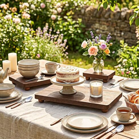 3 Pcs Wooden Risers for Display Wood Pedestal Stand Wood Riser Display Pedestal Stand Square Wooden-Pedestal Holder for Decor Home Kitchen,3 Sizes(12 x 6.7, 8 x 4.7, 4 * 2.8 in,Brown) in Saudi Arabia
