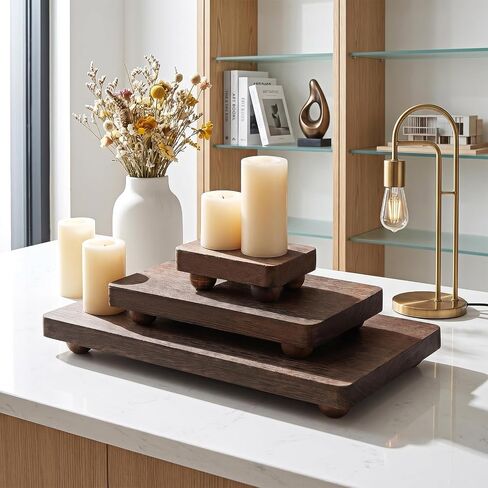 3 Pcs Wooden Risers for Display Wood Pedestal Stand Wood Riser Display Pedestal Stand Square Wooden-Pedestal Holder for Decor Home Kitchen,3 Sizes(12 x 6.7, 8 x 4.7, 4 * 2.8 in,Brown) in Saudi Arabia