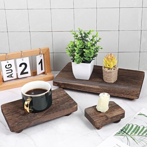 3 Pcs Wooden Risers for Display Wood Pedestal Stand Wood Riser Display Pedestal Stand Square Wooden-Pedestal Holder for Decor Home Kitchen,3 Sizes(12 x 6.7, 8 x 4.7, 4 * 2.8 in,Brown) in Saudi Arabia
