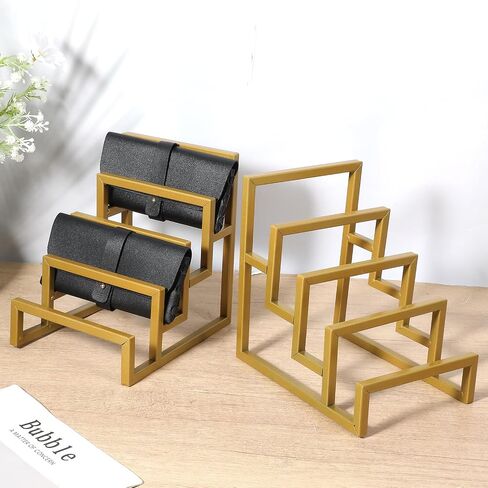 Kifmurase 2PCS Purse Display Stand 4-Tier Metal Wallet Holder Risers Stand, 1.5 Inch Spacing Clutch Rack Handbag Stand Shelf, Counter Purse Wallet Organizer for Sunglasses Home Retail Store Vendor in Kuwait