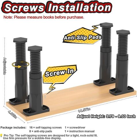 Manga Shelf Risers, 2 Pack Bookshelf Risers for Double Row Book Display, Height Adjustable, Light Wood Finish, Space Saving Organizer for Manga, Figures & Collectibles in Saudi Arabia