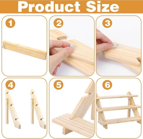 2 Pack 3 Tier Wooden Riser, Earring Display for Vendors - Solid Wood Tiered Stand with Groove for Jewelry Cards, Cupcakes, Party Desserts, Retail Booth & Farmers Market in Kuwait