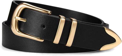 VATAN Women Leather Belt for Jeans Dresses Pants Fashion Ladies Casual Waist Belt with Gold Buckle in Saudi Arabia