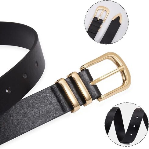 VATAN Women Leather Belt for Jeans Dresses Pants Fashion Ladies Casual Waist Belt with Gold Buckle in Saudi Arabia
