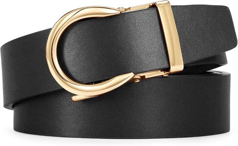VONMELLI Womens Leather Ratchet Belt for Jeans Dress Pants with Adjustable Automatic Gold Sliding Buckle 1.2" Width in Kuwait