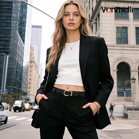 VONMELLI Womens Leather Ratchet Belt for Jeans Dress Pants with Adjustable Automatic Gold Sliding Buckle 1.2" Width in Kuwait