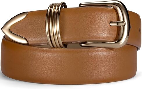 Women's Leather Belts for Jeans Dresses Pants Fashion Waist Belt Elegant Ladies Belts for Women with Gold Buckle in Saudi Arabia