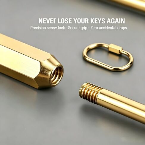 Gold Carabiner Keychain – Solid Brass Screw Lock Carabiner with Key Rings in Saudi Arabia