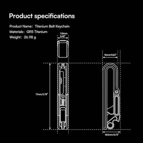 Titanium Belt Keychain,with Two-Stage Unlocking Gravity Lock,40mm Wide Opening EDC Key Chain for Men Women in Saudi Arabia
