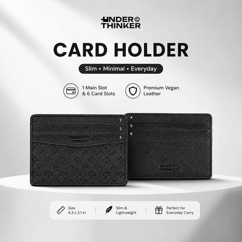 حامل بطاقات RFID من Under THINKER للرجال والنساء، محفظة بطاقات رفيعة من الجلد الصناعي مع صندوق هدايا متضمن، هدية للأب in Kuwait
