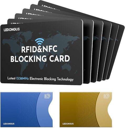 RFID Blocking Cards 6 Pack | Anti-Theft Contactless NFC Protection for Debit Credit Cards & Wallet | Slim & Durable | 2 RFID Sleeves Included | Black in Saudi Arabia