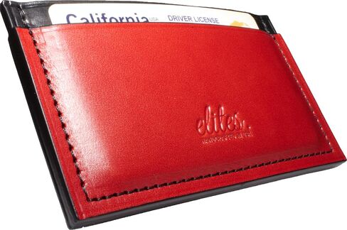 Minimalist Leather Card Case Front Pocket Wallet | Made in USA | Premium Full Grain Vegetable Tanned Leather (EB Navy Blue/TH Black) in Kuwait