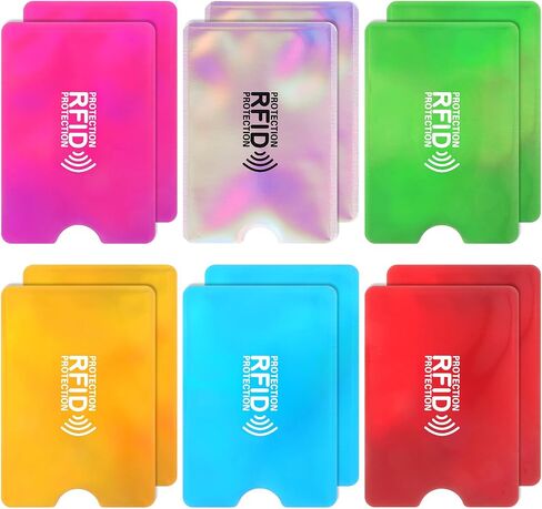 12Pcs RFID Blocking Sleeves Credit Card Protector Cover Travel Anti-Theft Credit Card Holder RFID Blocker Fits Bags & Purses, Colorful 3.5 x 2.4 inch in Kuwait