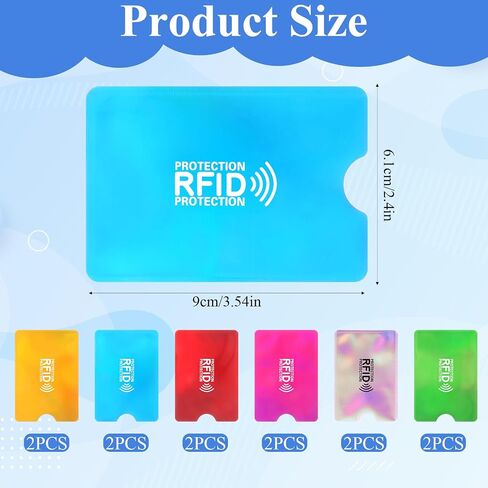 12Pcs RFID Blocking Sleeves Credit Card Protector Cover Travel Anti-Theft Credit Card Holder RFID Blocker Fits Bags & Purses, Colorful 3.5 x 2.4 inch in Kuwait