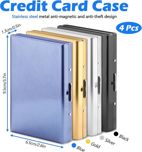 4 Pack Stainless Steel Credit Card Holder, RFID Blocking Slim Small Metal Credit Card Wallet, Hard Case Protector 6 Accordion Slots Business Card Holder in Kuwait