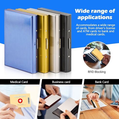 4 Pack Stainless Steel Credit Card Holder, RFID Blocking Slim Small Metal Credit Card Wallet, Hard Case Protector 6 Accordion Slots Business Card Holder in Kuwait