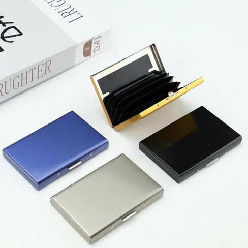 4 Pack Stainless Steel Credit Card Holder, RFID Blocking Slim Small Metal Credit Card Wallet, Hard Case Protector 6 Accordion Slots Business Card Holder in Kuwait