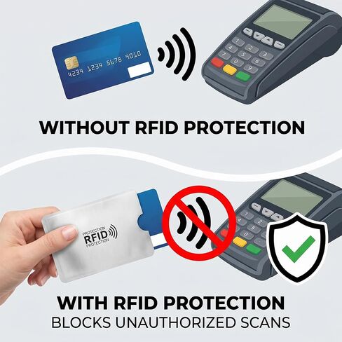 Skrfren RFID حجب الأكمام لحماية بطاقات الائتمان، 8 قطع RFID حجب الأكمام بطاقة الائتمان كم حامي للنساء الرجال، حماية فعالة للائتمانات الخاصة بك، والخصم، وبطاقات الهوية in Kuwait