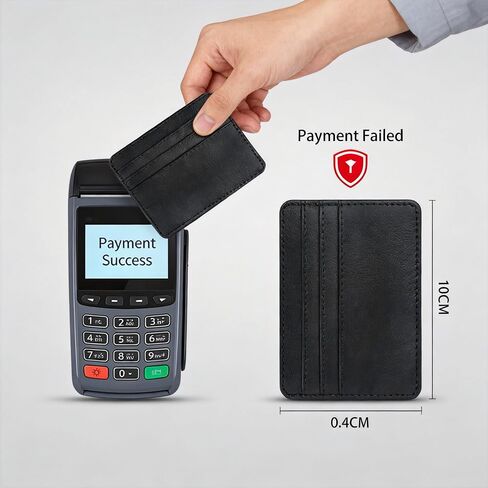 حامل بطاقات الائتمان من الجلد الرقيق للغاية بتقنية RFID، محفظة جيب أمامية رفيعة مع 6 فتحات للبطاقات للرجال والنساء، قابلة للحمل للسفر اليومي in Kuwait