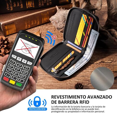 Chain Wallet for Men, RFID Blocking Men's Genuine Leather Bifold Purse with Zip Coin Pocket in Kuwait