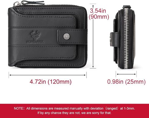 Chain Wallet for Men, RFID Blocking Men's Genuine Leather Bifold Purse with Zip Coin Pocket in Kuwait