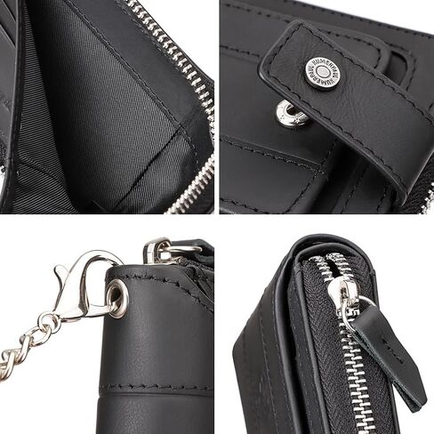 Chain Wallet for Men, RFID Blocking Men's Genuine Leather Bifold Purse with Zip Coin Pocket in Kuwait
